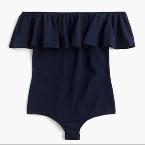 2/$10.  J crew navy ruffle body suit